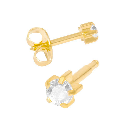 Серьги для прокола с Цирконом в Крапане  MAXI с позолотой