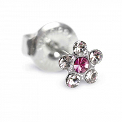 Серьги &quot;SENSITIVE&quot;,в виде цвета из шести камней,цвет&quot;ХРУСТАЛЬ+ТУРМАЛИН&quot; ,без позолоты,2 шт