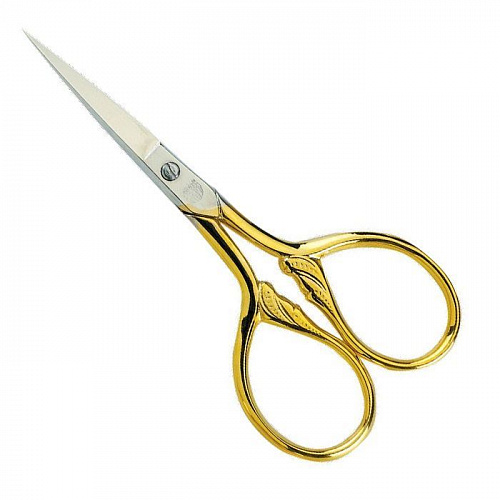Ножницы для ногтей, с узким прямым полотном, золотое металлизированное покрытие ручек, размер 3,5.