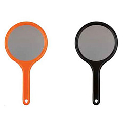 Зеркало двухстороннее, простое и с 2-кратным увеличением, круглое с ручкой, размер 28,5x14,5cм.