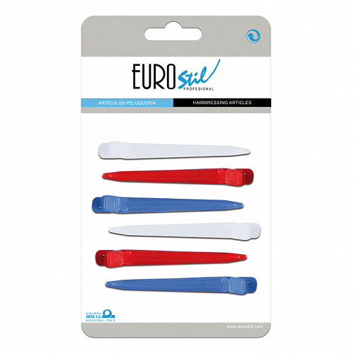 Зажимы для волос пластиковые, изогнутые, разноцветные, 6шт, длина 8,3см