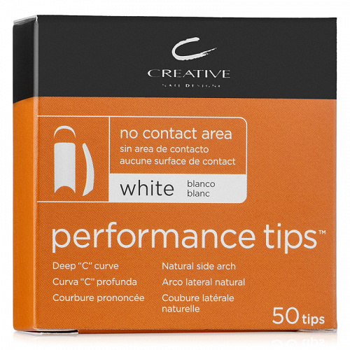 &quot;PERFORMANCE WHITE TIPS №10&quot; - Типсы без контактной зоны, не требующие длительного подпиливания, белые, №10, 50шт.