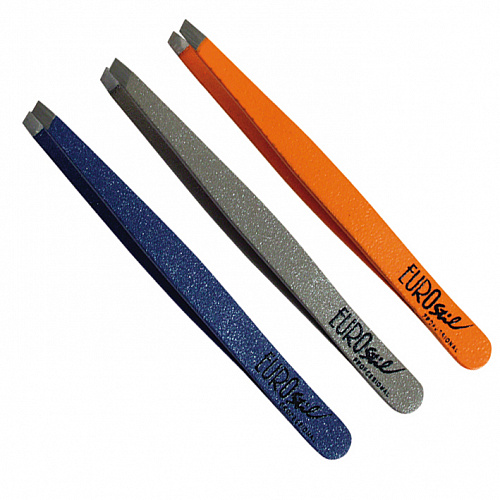 Пинцет для удаления волос, разноцветный, косой, длина 8см