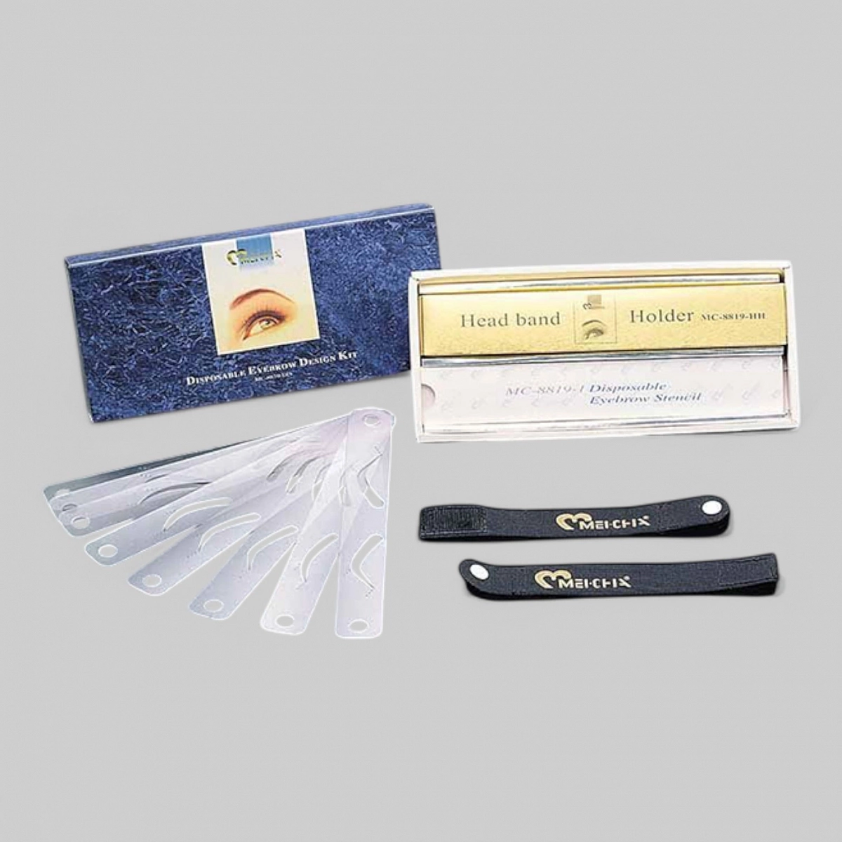 Набор трафаретов различных дизайнов бровей, 12 дизайнов по 2шт и держатель для них.