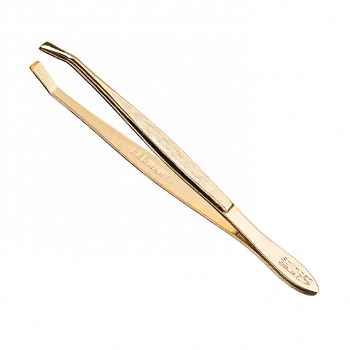 Пинцет для удаления волос из никеля, золотого цвета, с наклоном, длина 8см