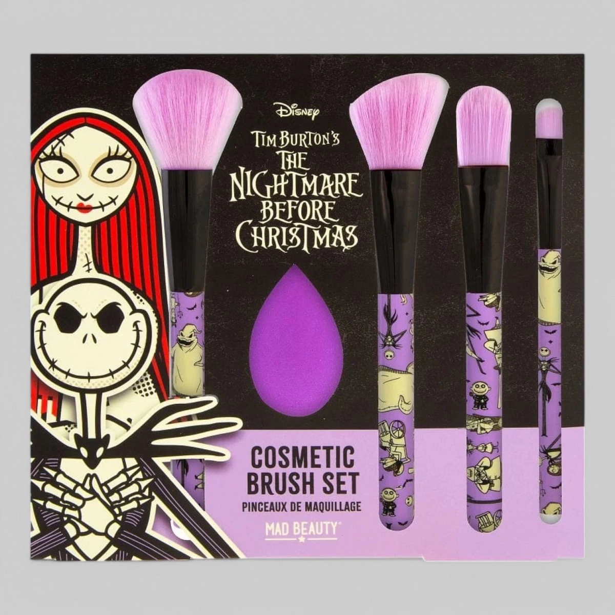 Набор косметических кистей Disney - Nightmare before christmas 4 кисти и 1 спонж (арт. DNBC-FG5221-6)