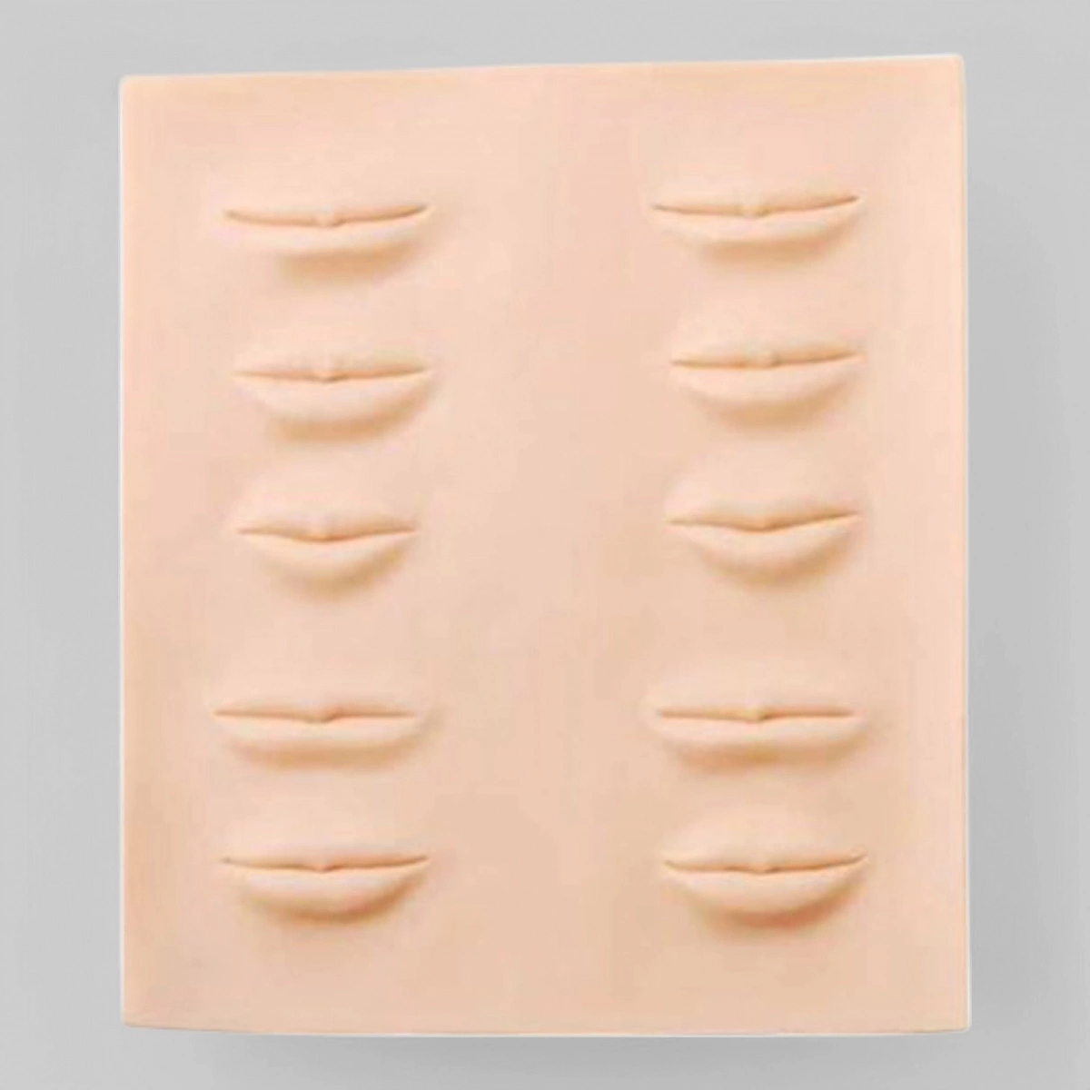 Искуственная кожа с образцами губ и бровей для обучения и практики.