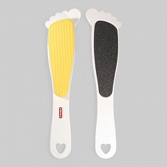 Двухсторонняя терка для ног в форме ножки с ручкой, пемза\абразив, длина 24см.