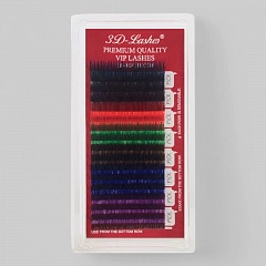 3D-VIP Color Lashes J Curl - Ресницы шелковые цветные (7 цветов), толщина 0,15мм, длинна 11мм,  наклеены на ленту, примерно 4500шт.