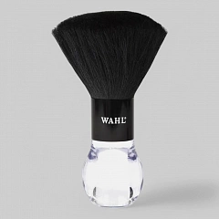 ПАРИКМАХЕРСКАЯ ЩЕТКА ДЛЯ ОЧИСТКИ ВОЛОС С ШЕИ &quot;WAHL&quot;, ПРОЗРАЧНАЯ РУЧКА С ЧЕРНЫМ ОБОДКОМ