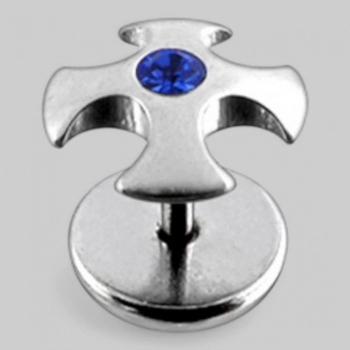 Серьга в форме &quot;ирландского креста&quot; с камнем в центре. Цвет - ярко-синий.