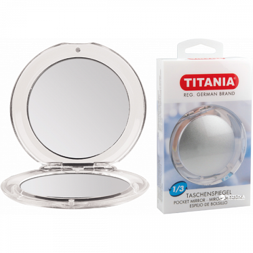 Зеркало карманное складное, простое и 3-кратное увеличение, на блистере