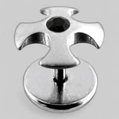 Серьга в форме &quot;ирландского креста&quot; с камнем в центре. Цвет - черный.