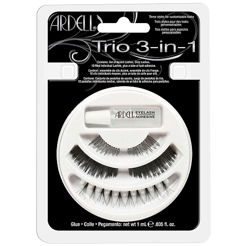 Набор &quot;TRIO 3-IN-1&quot;, состоит 10 средних пучковых ресниц, подиумных моделей № 101 и 301 плюс клей для пучковых ресниц 1мл.