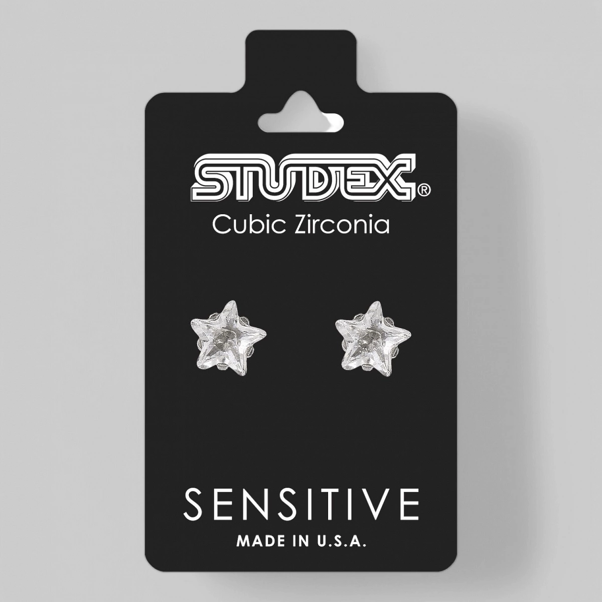 Серьги &quot;SENSITIVE&quot;с камнем &quot;ЦИРКОН&quot; тип огранки&quot;звезда&quot;,без позолоты,размер 5мм,2шт&quot;