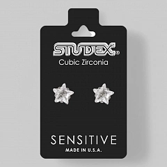 Серьги &quot;SENSITIVE&quot;с камнем &quot;ЦИРКОН&quot; тип огранки&quot;звезда&quot;,без позолоты,размер 5мм,2шт&quot;