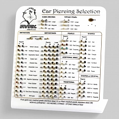 Витринка выстовочная с образцами серег.