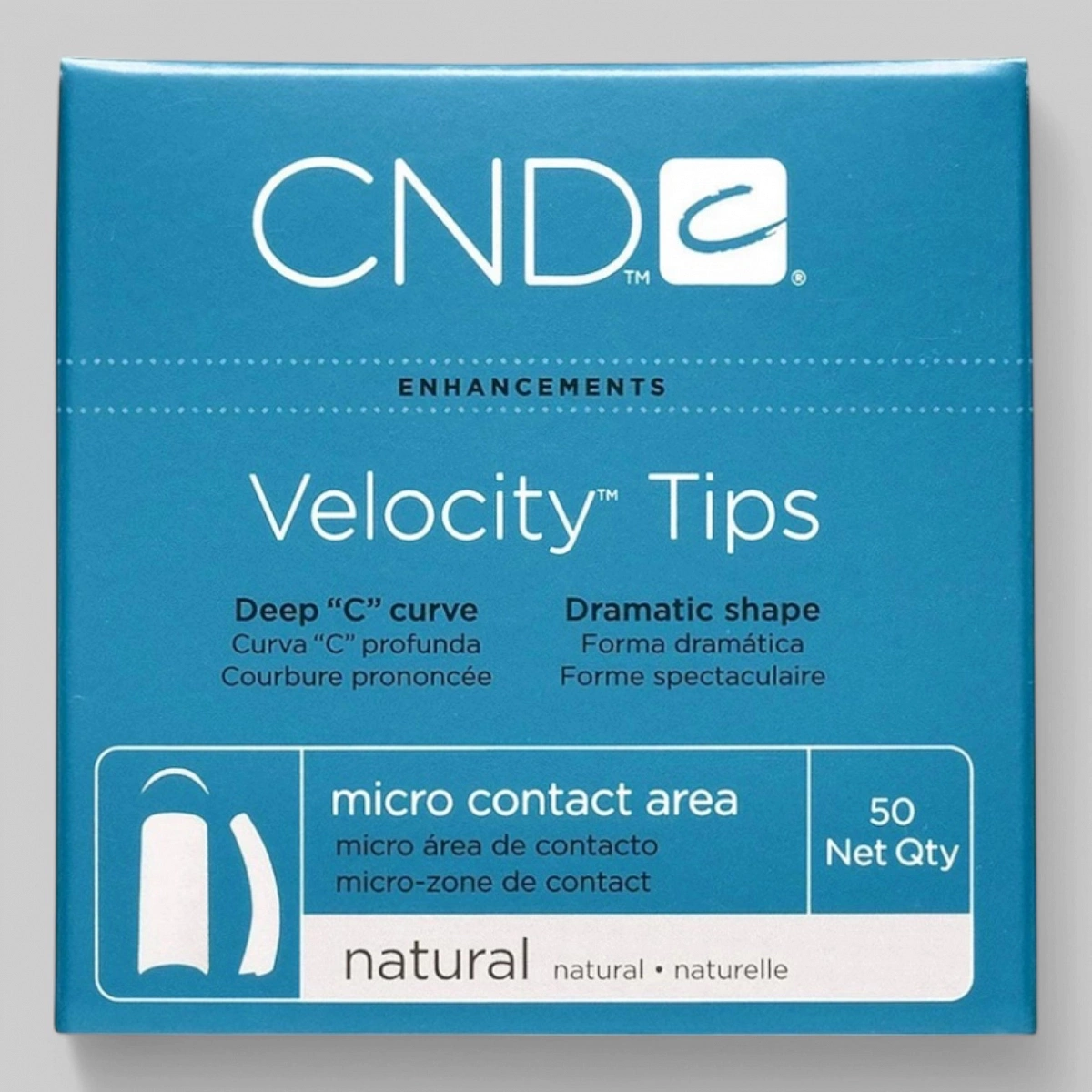 &quot;VELOCITY TIPS №9&quot; - Типсы с глубоким &quot;С&quot; изгибом и укороченной контактной зоной, натурального цвета, №9, 50шт.