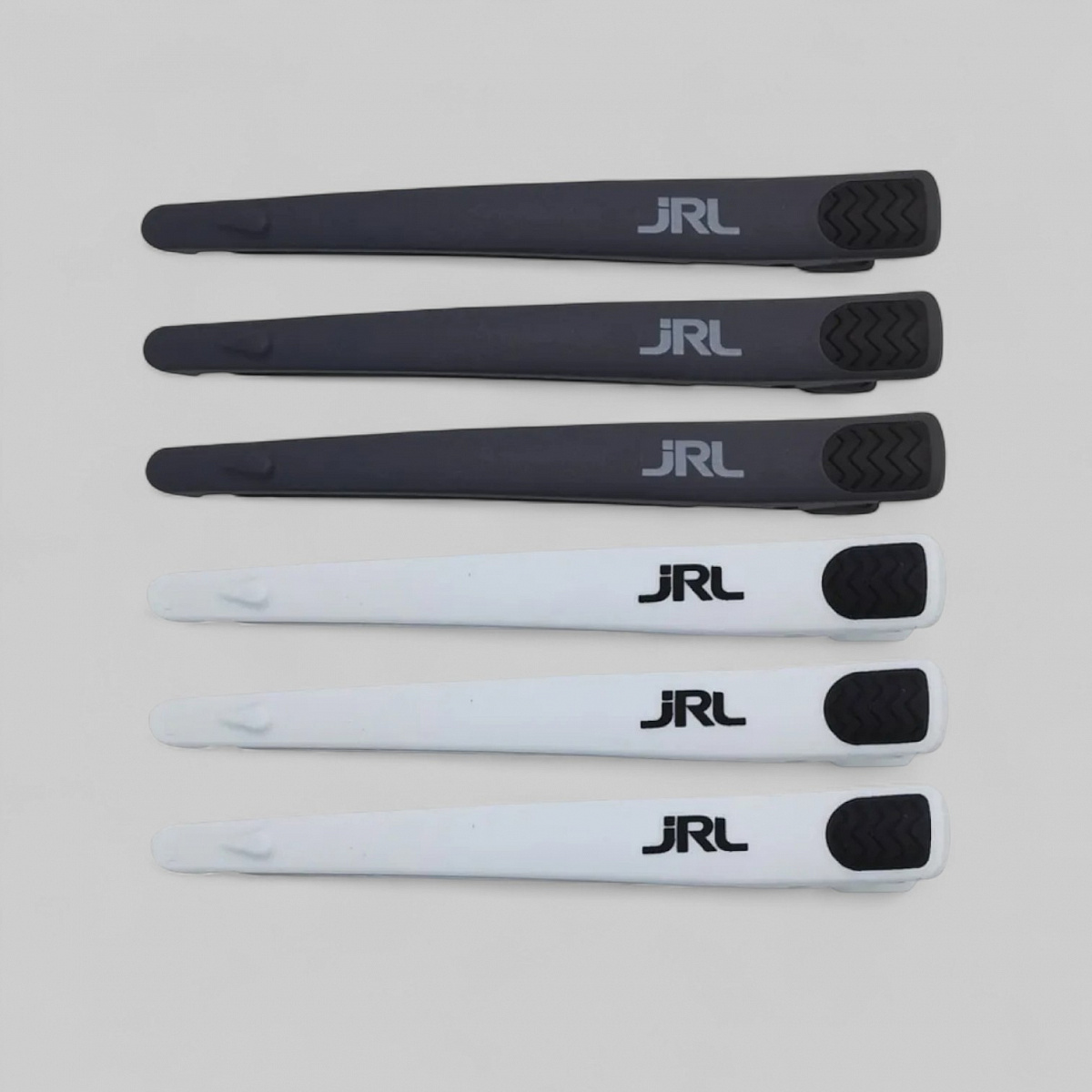 JRL HAIR CLIP- ЗАЖИМЫ ДЛЯ ВОЛОС ПАРИКМАХЕРСКИЕ, ЦВЕТ ЧЕРНЫЙ-Зажимы для волос &quot;JRL&quot; из сверхтермостойкого пластика, 6шт. Размер 120х10мм, цвет черный.