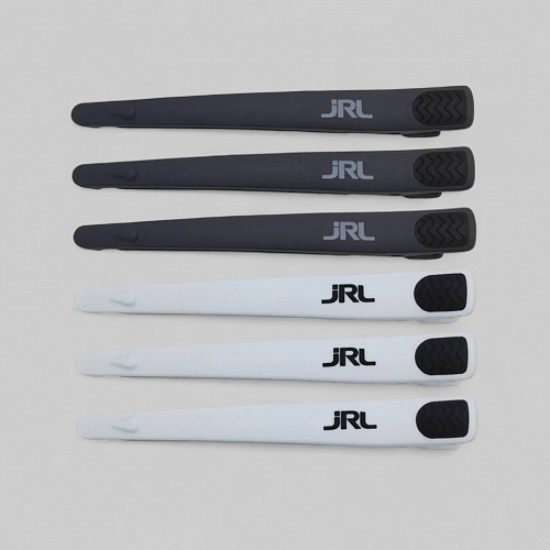 JRL HAIR CLIP- ЗАЖИМЫ ДЛЯ ВОЛОС ПАРИКМАХЕРСКИЕ, ЦВЕТ ЧЕРНЫЙ-Зажимы для волос &quot;JRL&quot; из сверхтермостойкого пластика, 6шт. Размер 120х10мм, цвет черный.