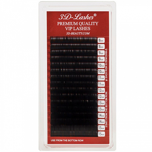 3D-VIP Lashes J Curl - Ресницы шелковые черные, толщина 0,25мм, длинна 14мм,  наклеены на ленту, примерно 2800шт.