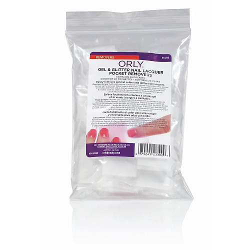ORLY &quot;Gel & Glitter Nail Lacquer Pocket Removers&quot; - пакетики для снятия гевого и лакового покрытия, 20шт