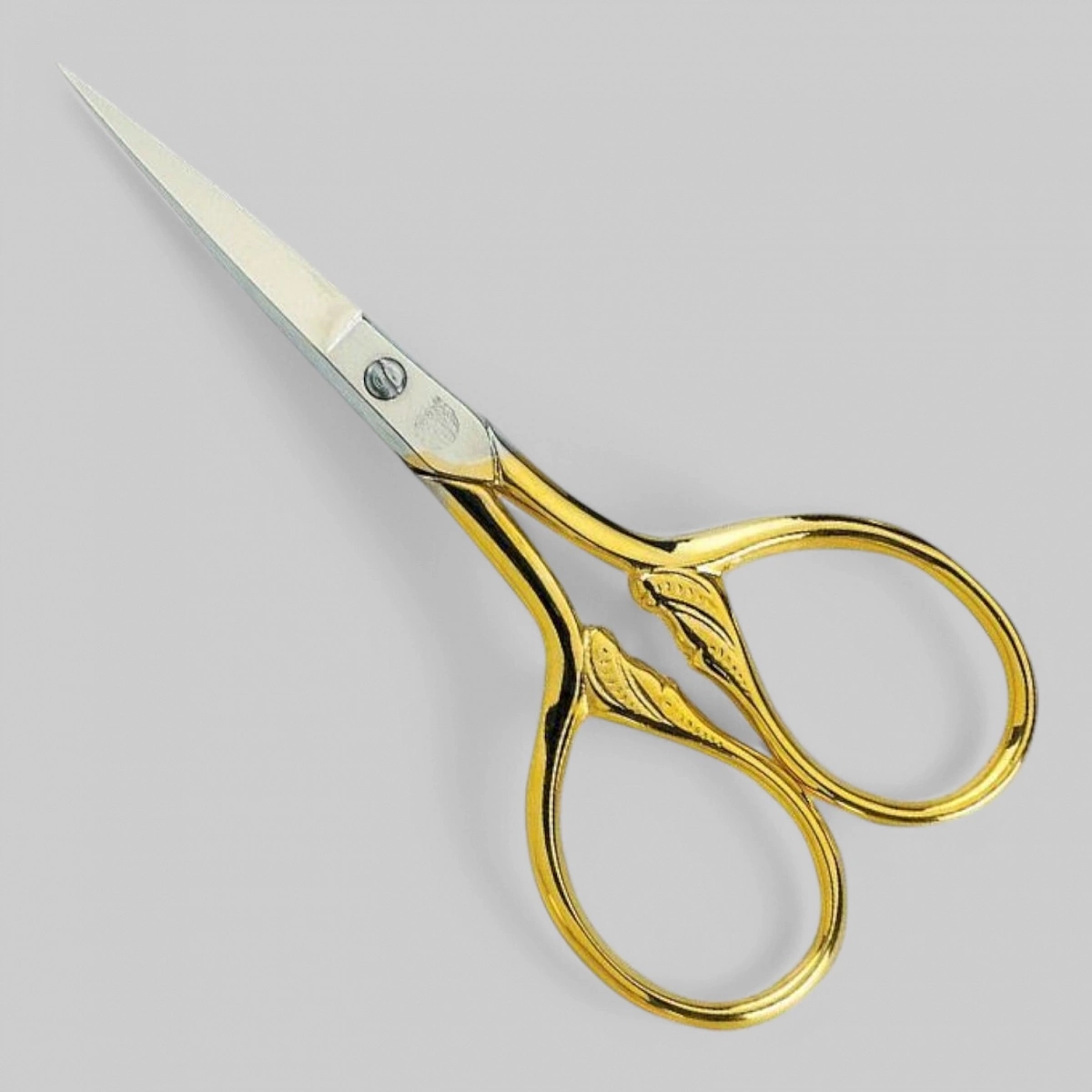 Ножницы для ногтей, с узким прямым полотном, золотое металлизированное покрытие ручек, размер 3,5.