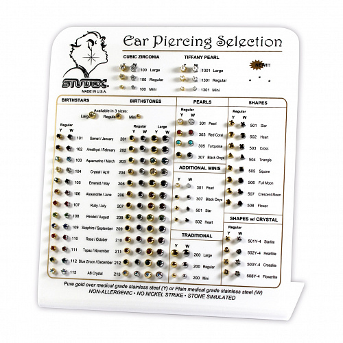 Витринка выстовочная с образцами серег.