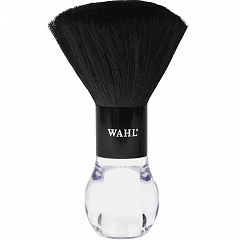 ПАРИКМАХЕРСКАЯ ЩЕТКА ДЛЯ ОЧИСТКИ ВОЛОС С ШЕИ &quot;WAHL&quot;, ПРОЗРАЧНАЯ РУЧКА С ЧЕРНЫМ ОБОДКОМ