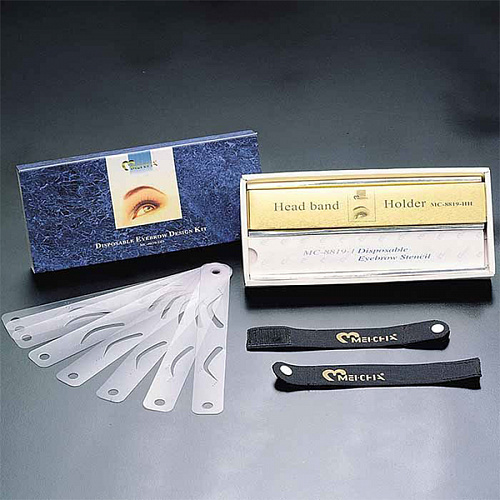 Набор трафаретов различных дизайнов бровей, 12 дизайнов по 2шт и держатель для них.