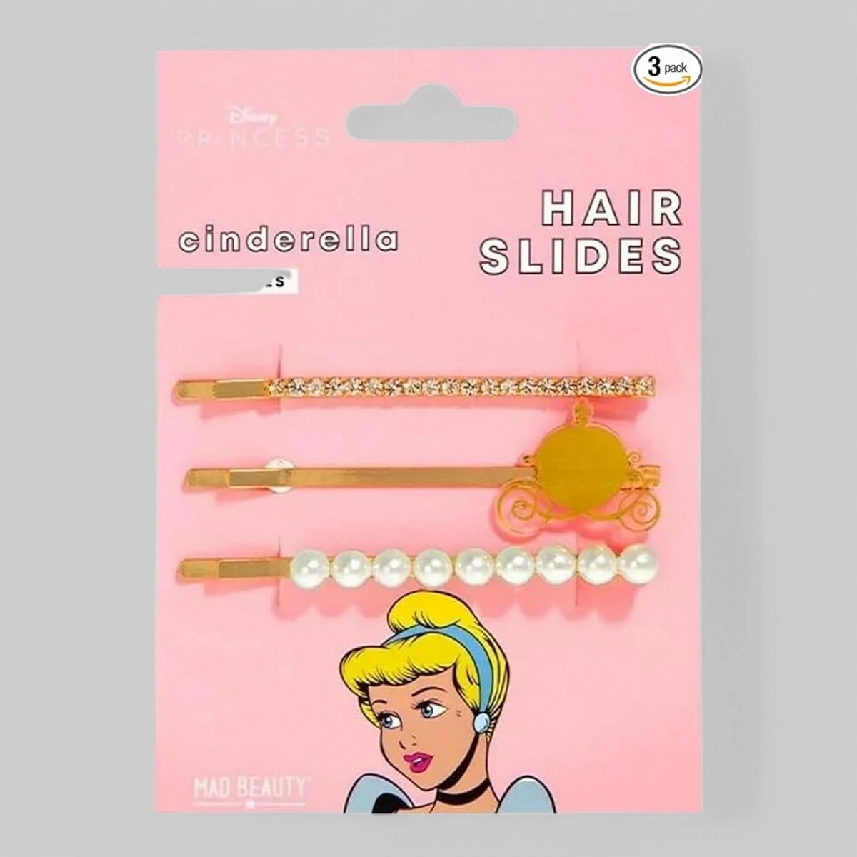 Заколки для волос Disney - Cinderella хрусталь, карета и жемчуг 3 шт. (арт. DPPHS-C12)