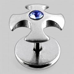 Серьга в форме &quot;ирландского креста&quot; с камнем в центре. Цвет - синий.