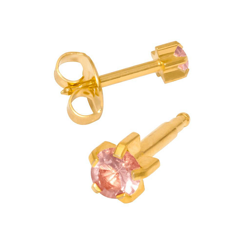 JUNE TIFFANY Серьги для прокола в Крапане, камень-АЛЕКСАНДРИТ(июнь) позолоченный