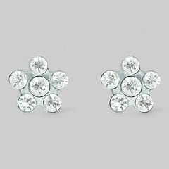 Серьги &quot;SENSITIVE&quot;,в виде цвета из шести камней,цвет&quot;ХРУСТАЛЬ&quot; ,без позолоты,2 шт