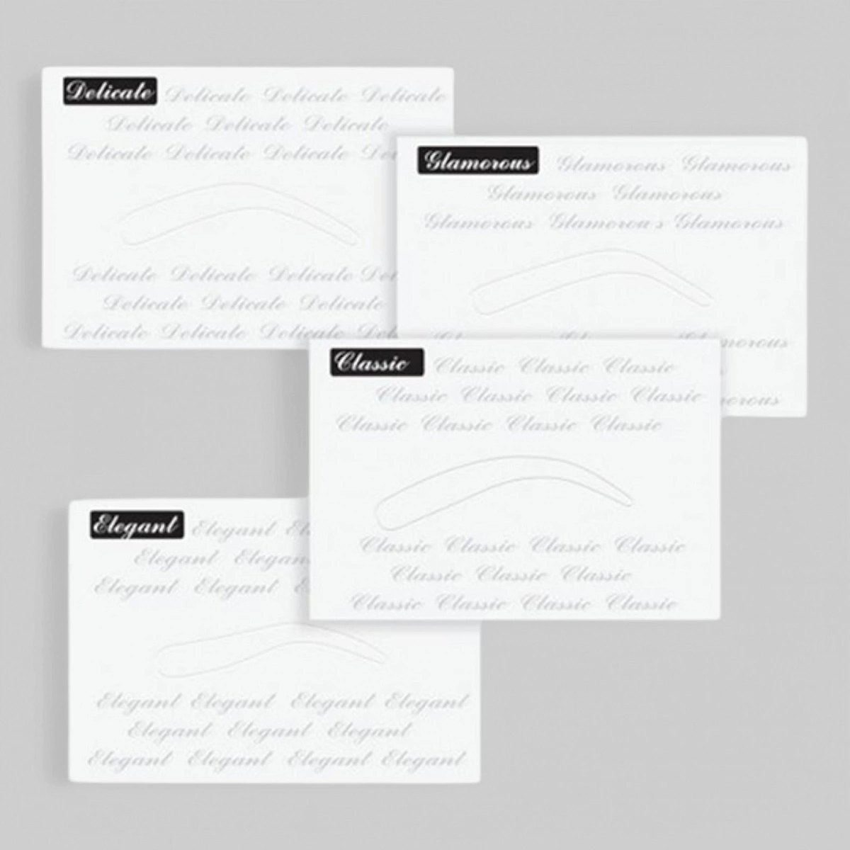 Трафареты для прорисовки контуров бровей, 4 вида.