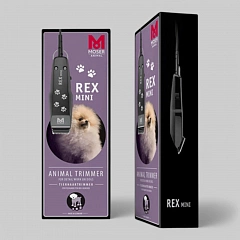 Машинка &quot;Moser - Rex Mini&quot; - окантовочная, супер-маленькая, универсальная насадка, сеть 5W. (серо\чёрная с принтом лапок)