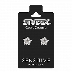 Серьги &quot;SENSITIVE&quot;с камнем &quot;ЦИРКОН&quot; тип огранки&quot;звезда&quot;,без позолоты,размер 5мм,2шт&quot;